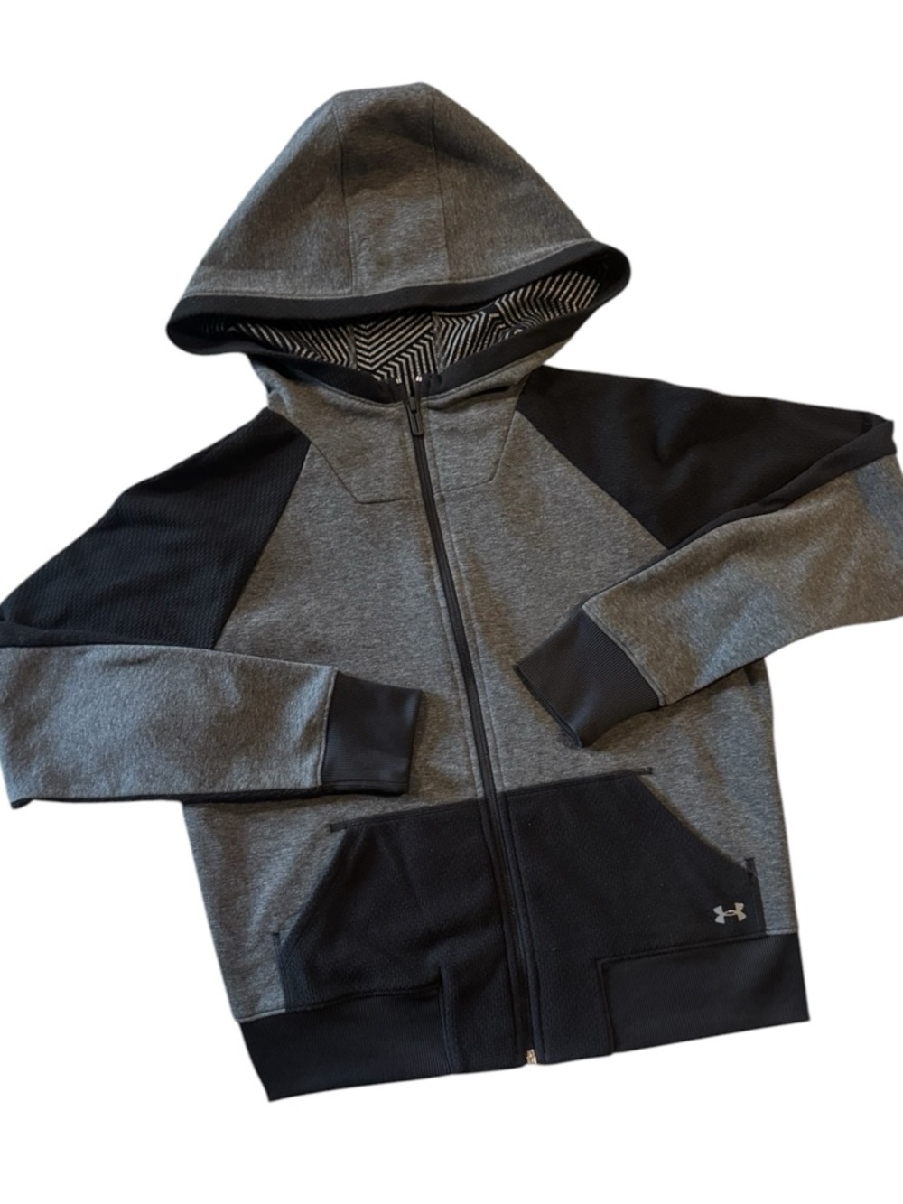 Under Armour ColdGear Full Zip Hoodie Gray Black Athletic Jacket Small